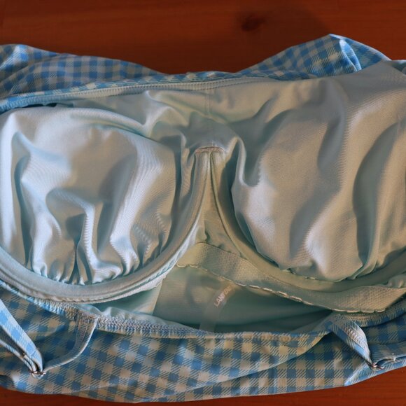 Lands’ End Blue Checkered Underwire Swimsuit Top Size 16 Adjustable Straps - Picture 4 of 8